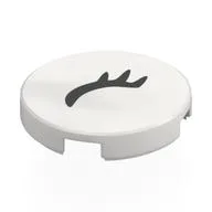 Tile Round 2 x 2 with Black Closed Eye, Eyelashes, Left Print, White