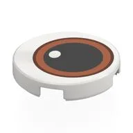 Tile Round 2 x 2 with Eye, Nougat Iris, Large Black Pupil Print, White