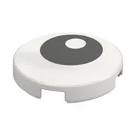 Tile Round 2 x 2 with Offset Black Eye Print, White