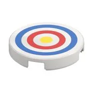 Tile Round 2 x 2 with Archery Target Print, White
