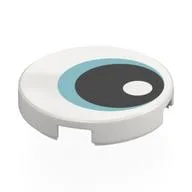 Tile Round 2 x 2 with Eye, Blue Iris, Black Pupil Print, White