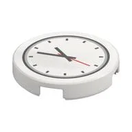 Tile Round 2 x 2 with Clock with Red Second Hand Print, White