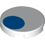 Tile Round 2 x 2 with Blue Circle/Eye Print, White