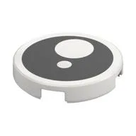 Tile Round 2 x 2 with Black Circle, White Circles / Eye Print, White