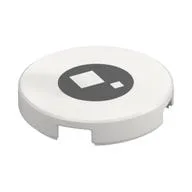 Tile Round 2 x 2 with Brickheadz Eye Print, White