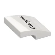 Brick Curved 2 x 2 x 2/3 with 'targa' Print, White