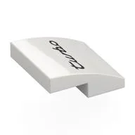 Brick Curved 2 x 2 x 2/3 with 'turbo' Print, White