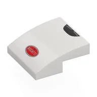 Brick Curved 2 x 2 x 2/3 with Black Air Vent, Red Bugatti Badge Print, White