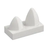 Tile Special 1 x 2 with Two Vertical Teeth / Tooth, White