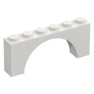 Brick Arch 1 x 6 x 2 - Thin Top without Reinforced Underside [New Version], White