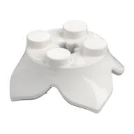 Plant, Leaves, Round 2 x 2 x 2/3 with + Axle Hole and 4 Leaf Extensions, White