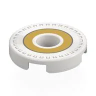 Tile Round 2 x 2 with Hole with Gold Circle Print, White
