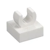 Tile Special 1 x 1 with Clip with Rounded Edges, White