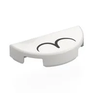 Tile Round 1 x 2 Half Circle with 2 Black Half Circles / Cat Nose Print, White