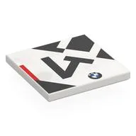 Tile 4 x 4 with Black '4', Shapes, BMW Logo Print, White