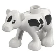 Duplo Animal Cow Baby (Calf) with Semicircular Eyes, White