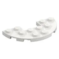 Plate Round Half 3 x 6 with 1 x 2 Cutout, White