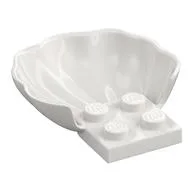 Animal Body Part, Clam / Scallop Half Shell with 4 Studs, White