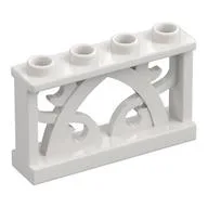 Fence Ornamented 1 x 4 x 2 with 4 Studs, White