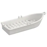 Boat / Rowing Boat 14 x 5 x 2 with Oarlocks [No Hollow Inside Studs], White
