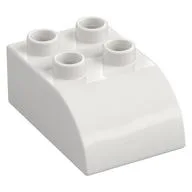 Duplo Brick 2 x 3 with Curved Top, White