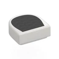 Tile Round 1 x 1 Half Circle with Black Surface, Silver Vent Print, White