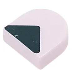 Tile Round 1 x 1 Half Circle with Dark Green Triangle Print, White