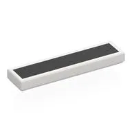 Tile 1 x 4 with Black Rectangle Print, White