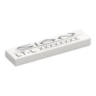 Tile 1 x 4 with Sián, Unique Code Print, White