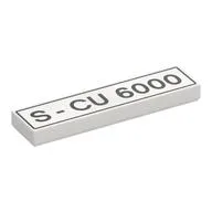 Tile 1 x 4 with 'S-CU 6000' Print, White