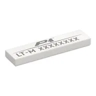 Tile 1 x 4 with P1 Symbol, Code Print, White