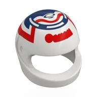 Helmet, Standard with Red/Dark Blue Decorations Print, White