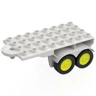 Duplo Trailer Flatbed 4 x 8 with Hook and 4 Vibrant Yellow Wheels, White
