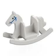 Rocking Horse with Blue Bridle, Black Eyes Print, White