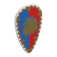 Shield Ovoid with Gold Lion On Red and Blue Field Print, White