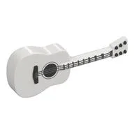 Musical Instrument Guitar Acoustic with Silver Strings Print, White