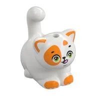 Animal, Cat, Chubby with orange Face, Toes, Medium Blue/Lime Eyes Print, White
