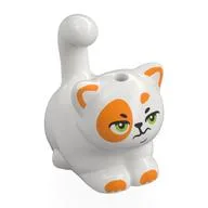 Animal, Cat, Chubby with Orange Spots, Olive Green Eyes, Scowling Print (Churro), White