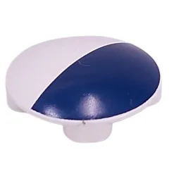 Plate Round 2 x 2 with Rounded Bottom with Dark Blue Half Circle Print, White