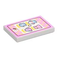 Tile 2 x 3 with Bright Pink Sign, Clothing Print, White