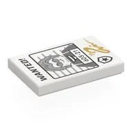 Tile 2 x 3 with Wanted Poster, '605-21', Gold Signature Print, White