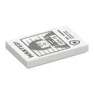 Tile 2 x 3 with Wanted Poster with 'WANTED' and '604-15' Print, White