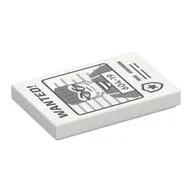 Tile 2 x 3 with Wanted Poster with 'WANTED' and '604-19' Print, White