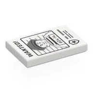 Tile 2 x 3 with Wanted Poster, '604-14' Print, White