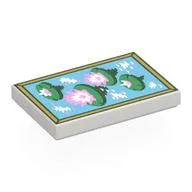 Tile 2 x 3 with Water Lilies Print, White