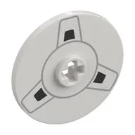 Technic Disc 3 x 3 with Dark Bluish Grey/Black Tape Reel Print, White