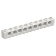 Technic Brick 1 x 10 [9 Pin Holes], White