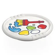 Duplo Disk with Paint and Paintbrush Print, White