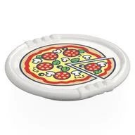 Duplo Disk with Bright Light Yellow Pizza, Salami, Mushroom, Olives, Broccoli Print, White