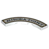 Tile 4 x 4 Curved, Macaroni with 'AURORA POINT' Print, White